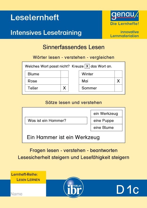 D1c Leselernheft - sinnerfassendes Lesen