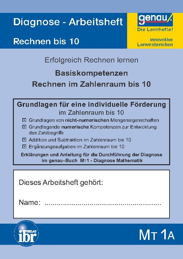 MT1A Diagnose  Mathematik - Arbeitsheft