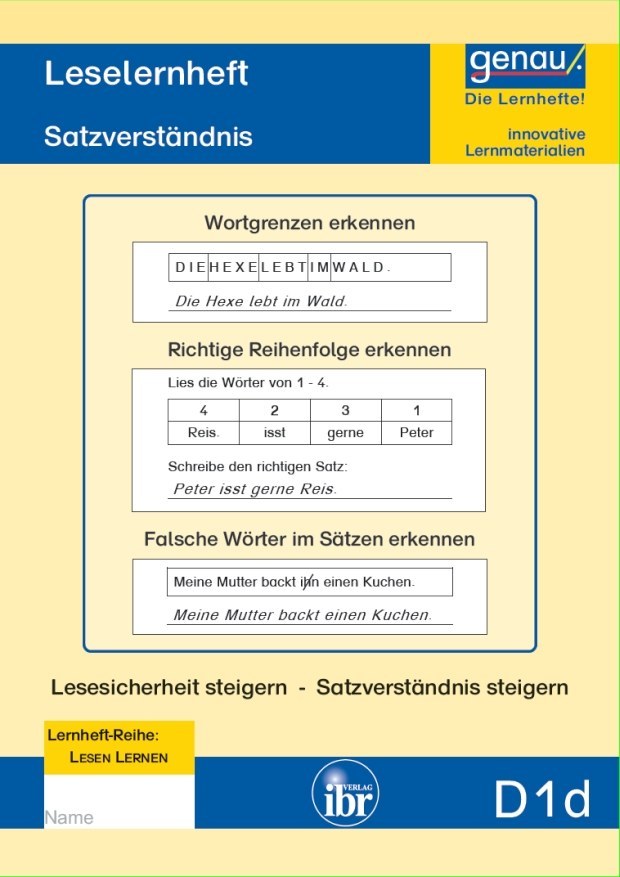 D1d Leselernheft - Satzverständnis